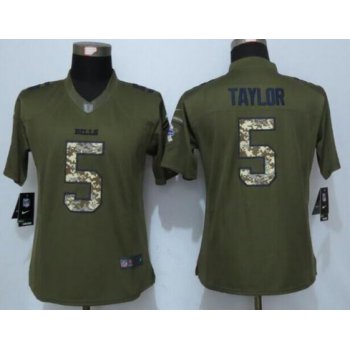 Women's Buffalo Bills #5 Tyrod Taylor Green Salute to Service NFL Nike Limited Jersey