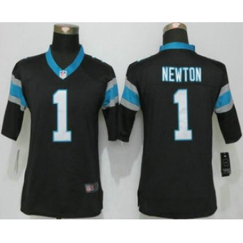 Women's Carolina Panthers #1 Cam Newton Black Team Color NFL Nike Limited Jersey