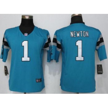 Women's Carolina Panthers #1 Cam Newton Light Blue Alternate NFL Nike Limited Jersey