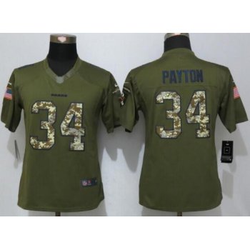 Women's Chicago Bears #34 Walter Payton Retired Player Green Salute to Service NFL Nike Limited Jersey