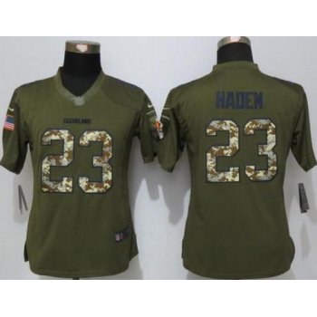 Women's Cleveland Browns #23 Joe Haden Green Salute to Service NFL Nike Limited Jersey
