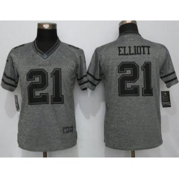 Women's Dallas Cowboys #21 Ezekiel Elliott Gray Gridiron Nike NFL Limited Jersey