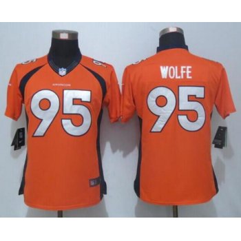 Women's Denver Broncos #95 Derek Wolfe Orange Team Color NFL Nike Limited Jersey
