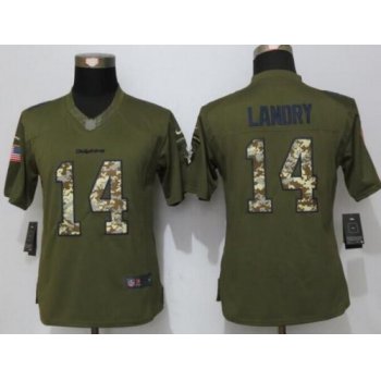 Women's Miami Dolphins #14 Jarvis Landry Green Salute to Service NFL Nike Limited Jersey