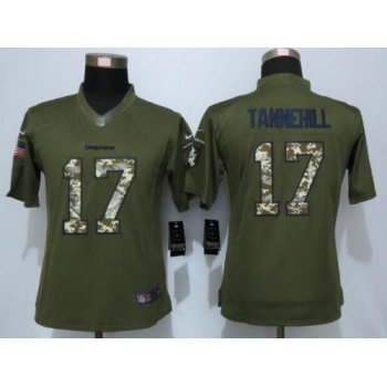 Women's Miami Dolphins #17 Ryan Tannehill Green Salute to Service NFL Nike Limited Jersey