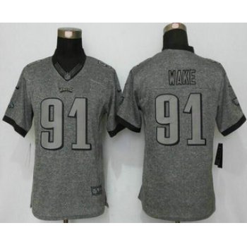Women's Philadelphia Eagles #91 Fletcher Cox Nike Gray Gridiron NFL Gray Limited Jersey
