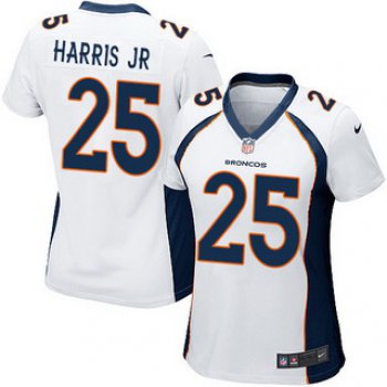 Women's Denver Broncos #25 Chris Harris Jr. Road White Color NFL Nike Game Jersey