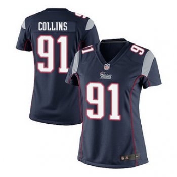 Womens New England Patriots #91 Jamie Collins Blue NFL Nike game Jersey