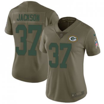 Nike Packers #37 Josh Jackson Olive Women's Stitched NFL Limited 2017 Salute to Service Jersey