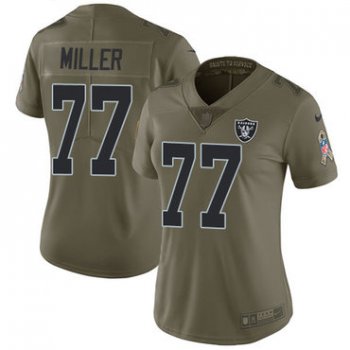 Nike Raiders #77 Kolton Miller Olive Women's Stitched NFL Limited 2017 Salute to Service Jersey