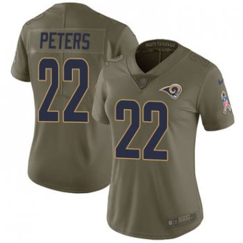 Nike Rams #22 Marcus Peters Olive Women's Stitched NFL Limited 2017 Salute to Service Jersey
