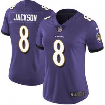 Nike Ravens #8 Lamar Jackson Purple Team Color Women's Stitched NFL Vapor Untouchable Limited Jersey