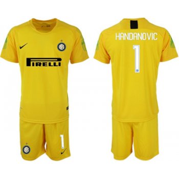 Inter Milan #1 Handanovic Yellow Goalkeeper Soccer Club Jersey