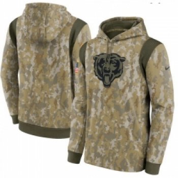 Men Chicago Bears Nike Camo 2021 Salute To Service Therma Performance Pullover Hoodie