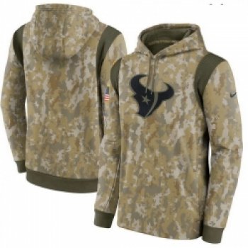 Men Houston Texans Nike Camo 2021 Salute To Service Therma Performance Pullover Hoodie