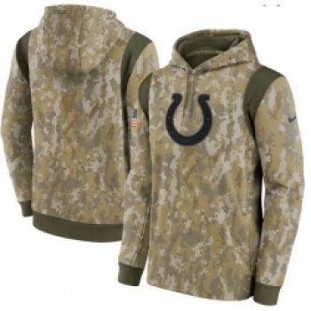 Men Indianapolis Colts Nike Camo 2021 Salute To Service Therma Performance Pullover Hoodie