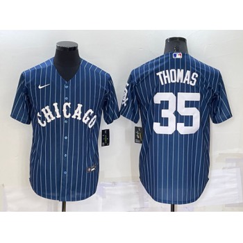 Men's Chicago White Sox #35 Frank Thomas Navy Cool Base Stitched Jersey