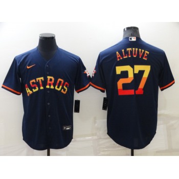 Men's Houston Astros #27 Jose Altuve Navy Blue Rainbow Stitched MLB Cool Base Nike Jersey