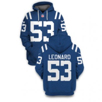Men's Indianapolis Colts #53 Darius Leonard Blue 2021 Pullover Hoodie