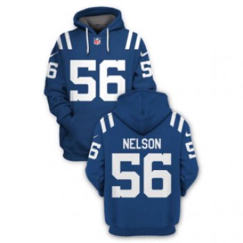 Men's Indianapolis Colts #56 Quenton Nelson Blue 2021 Pullover Hoodie