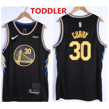 Toddlers Golden State Warriors #30 Stephen Curry 75th Anniversary Black Stitched Basketball Jersey