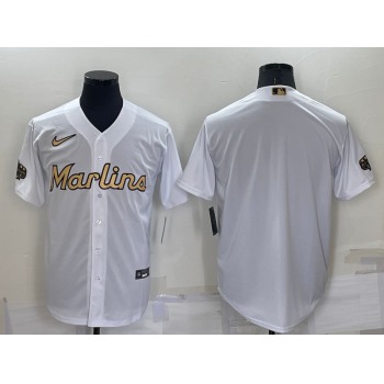 Men's Miami Marlins Blank White 2022 All Star Stitched Cool Base Nike Jersey