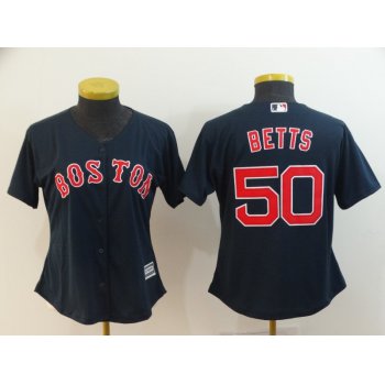 Women's Boston Red Sox #50 Mookie Betts Navy Blue New Cool Base Stitched MLB Jersey