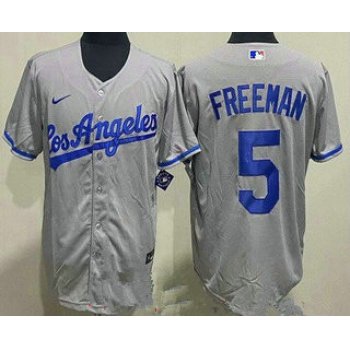 Women's Los Angeles Dodgers #5 Freddie Freeman Gray Road Cool Base Jersey
