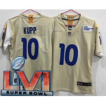 Women's Los Angeles Rams #10 Cooper Kupp Limited Bone 2022 Super Bowl LVI Bound Vapor Jersey