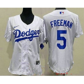 Youth Los Angeles Dodgers #5 Freddie Freeman White Cool Base Jersey