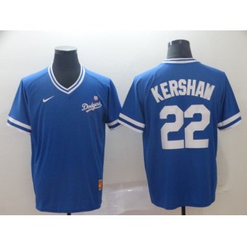 Men Los Angeles Dodgers 22 Kershaw Blue Game Throwback Nike 2022 MLB Jersey
