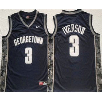 Men's Georgetown Hoyas #3 Allen Iverson Navy Stitched Jersey
