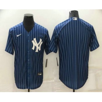 Men's New York Yankees Blank Navy Blue Pinstripe Stitched MLB Cool Base Nike Jersey
