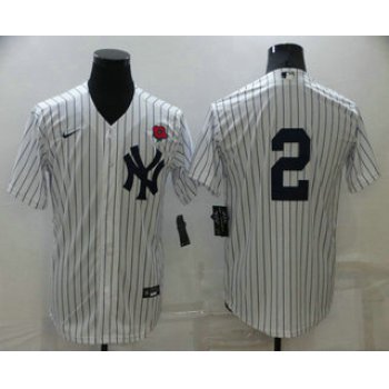 Men's New York Yankees #2 Derek Jeter NEW White No Name Stitched MLB Nike Cool Base Throwback Jersey