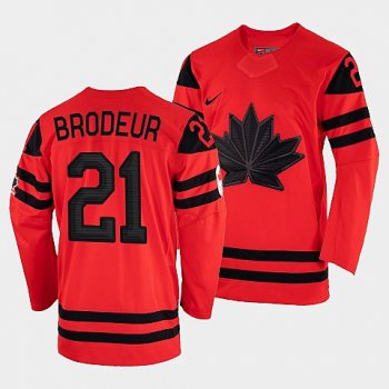 Men's Canada Hockey Martin Brodeur Red 2022 Winter Olympic #21 Gold Winner Jersey