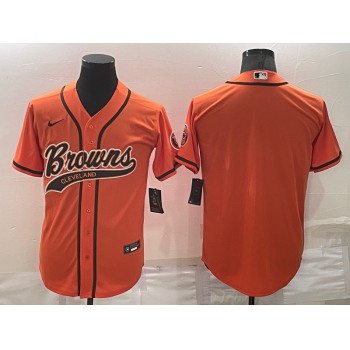 Men's Cleveland Browns Blank Orange Stitched MLB Cool Base Nike Baseball Jersey