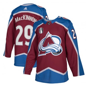 Men's Colorado Avalanche #29 Nathan MacKinnon 2022 Burgundy Stanley Cup Final Patch Stitched Jersey