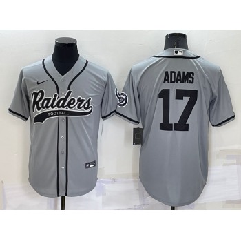 Men's Las Vegas Raiders #17 Davante Adams Grey Stitched MLB Cool Base Nike Baseball Jersey
