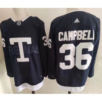 Men's Toronto Maple Leafs 36 Jack Campbell Navy 2022 NHL Heritage Classic Adidas Jersey