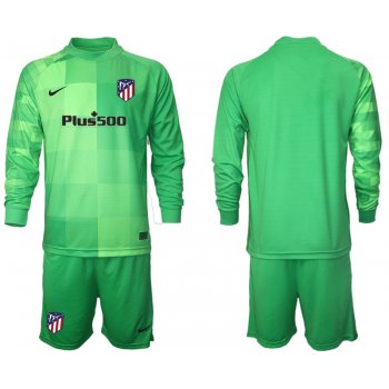 Men 2021-2022 Club Atletico Madrid green goalkeeper Long Sleeve blank Soccer Jersey