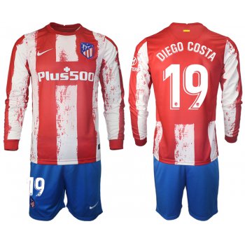 Men 2021-2022 Club Atletico Madrid home red Long Sleeve 19 Soccer Jersey