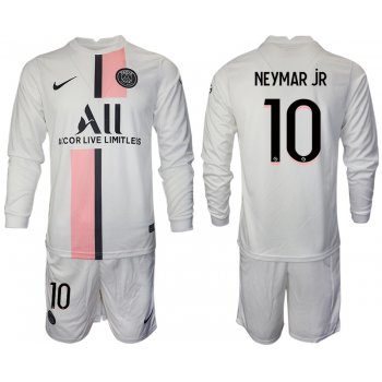 Men 2021-2022 Club Paris St German away white Long Sleeve 10 Soccer Jersey