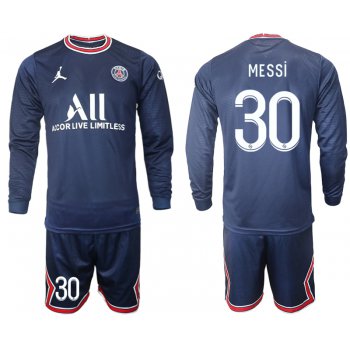 Men 2021-2022 Club Paris St German home blue Long Sleeve 30 Soccer Jersey