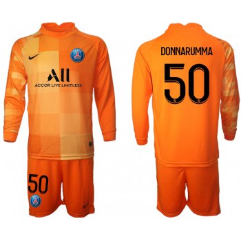 Men 2021-2022 Club Paris St German orange red goalkeeper Long Sleeve 50 Soccer Jersey
