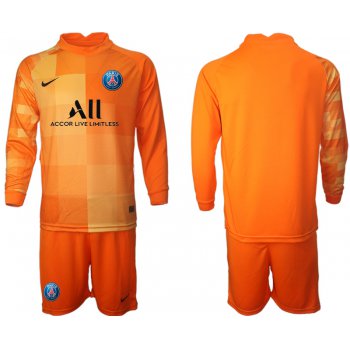 Men 2021-2022 Club Paris St German orange red goalkeeper Long Sleeve blank Soccer Jersey
