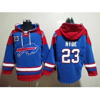 Men's Buffalo Bills #23 Micah Hyde Blue Ageless Must Have Lace Up Pullover Hoodie