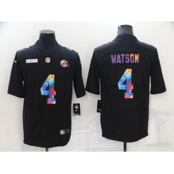 Men's Cleveland Browns #4 Deshaun Watson Black Crucial Catch Limited Stitched Jersey