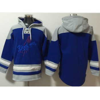 Men's Los Angeles Dodgers Blank Blue Ageless Must Have Lace Up Pullover Hoodie