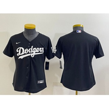Women's Los Angeles Dodgers Blank Black Stitched Baseball Jersey(Run Small)