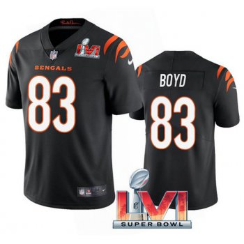 Men's Cincinnati Bengals #83 Tyler Boyd 2022 Black Super Bowl LVI Vapor Limited Stitched Jersey